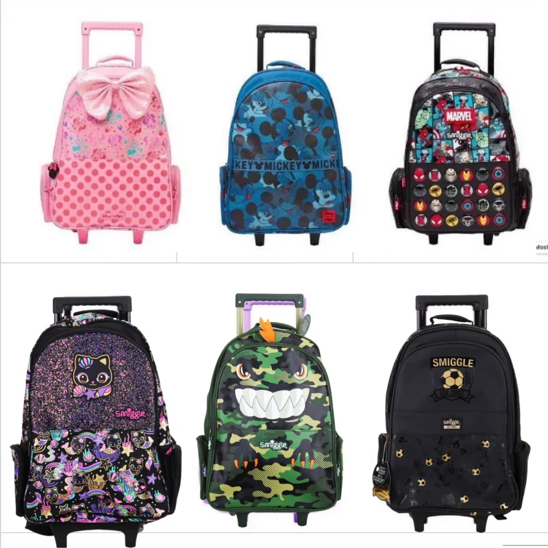 Hot Smiggle Trolley Backpack For Primary And Secondary School Students Large Capacity Load Reducing Tugboat Bag For Girls  Bog