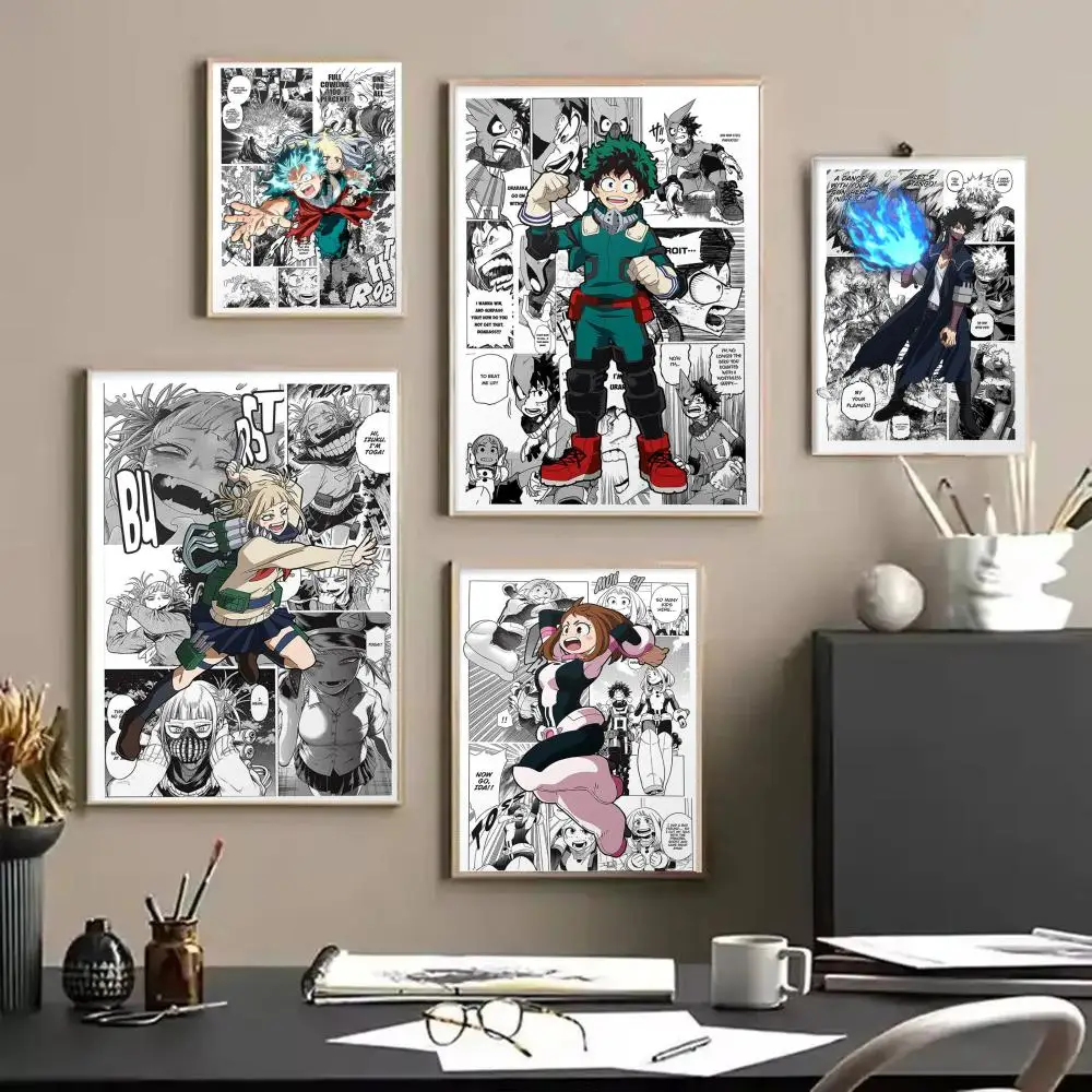My Hero A-Academia Poster Stickers Mural Painting Self-Adhesive Wall Decals for Bedroom Living Room Home HD Decor Gift