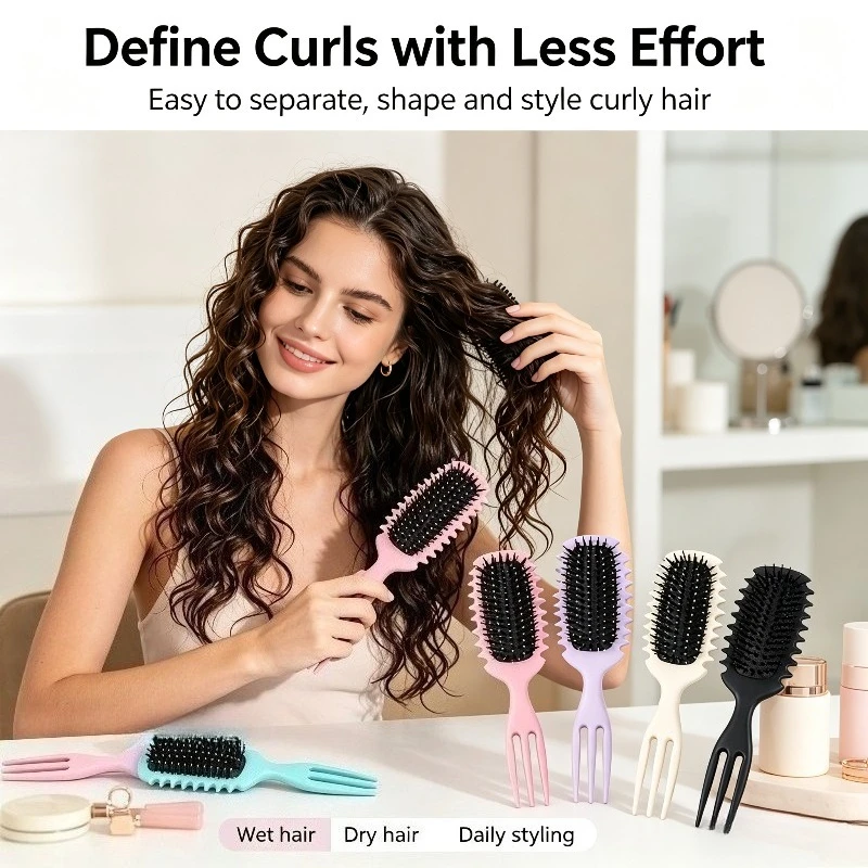 1PC Candy Bursh Curly Hair Styling Brush Defined Curls on Wet Hair- Nylon Bristles Detangling Volumizing Comb for All Hair Type