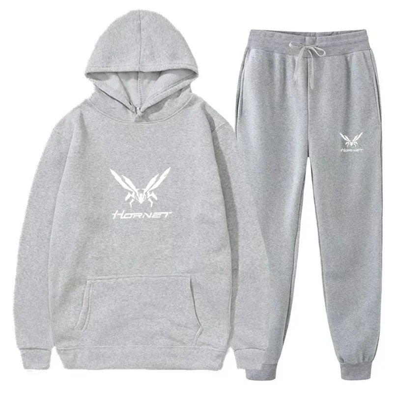 Herfst/Winter Joggingbroek Met Capuchon, Tweedelige Set Voor Mannen En Vrouwen Casual En Comfortabel Mode Wesp Gedrukt Sweatshirt