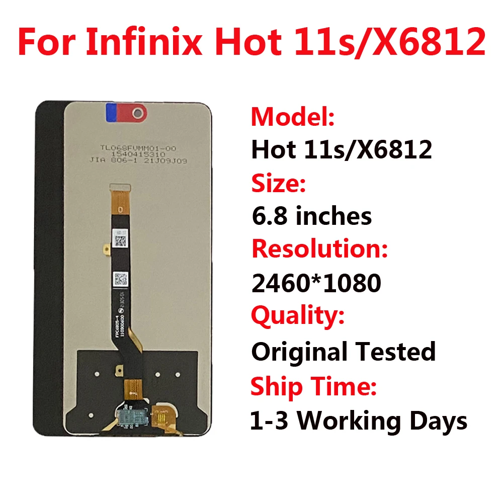 Originale per Infinix Hot 11s X6812 X6812B NFC Display LCD Touch Screen Assembly Digitizer per Infinix X662 Hot11 Hot 11 Play LCD