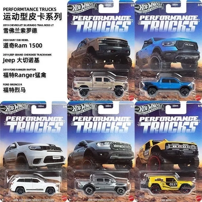 Hot Wheels - Modelo de Coche de Aleación Fundida a Presión, Serie Gdg44 Silver, Camioneta Todoterreno de Alto Rendimiento, Chevrolet Ford Dodge Jeep, Vehículo Coleccionable
