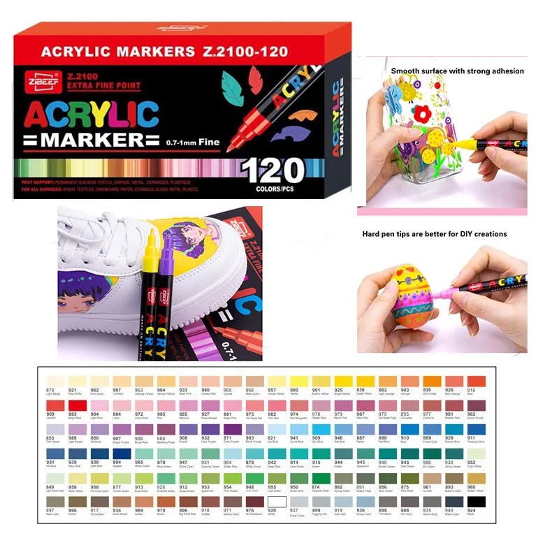 60/84/120 Colors Acrylic Paint Pens Set Marker Pen Markers Artist Rock Painting Glass Ceramic Fabric DIY Card Making Art Supplie