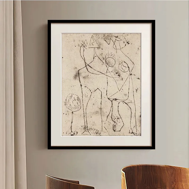 Vintage Mid-Century French Abstract Line Sketch Canvas Painting Poster - High-End Chic Wall Art for Dining  & Living Rome Decor