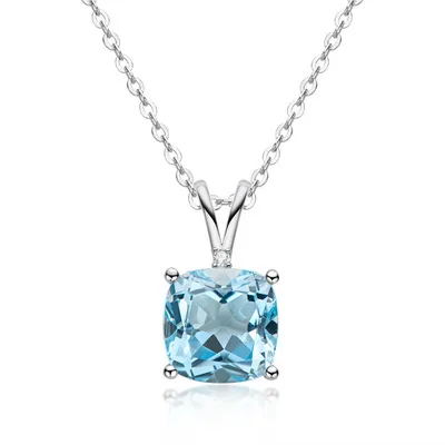 

925 Silver Natural Topa Stone Fat Square Cut 4.5 Carat Simple Pendant Lady Necklace