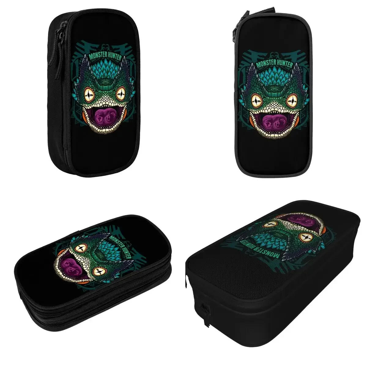 Pukei Pukei  Hunter  Pencil Case Gaming Rathian Dragon Hunting MHW Game Pencil Pouch Pen Box Kids Bags School Gift