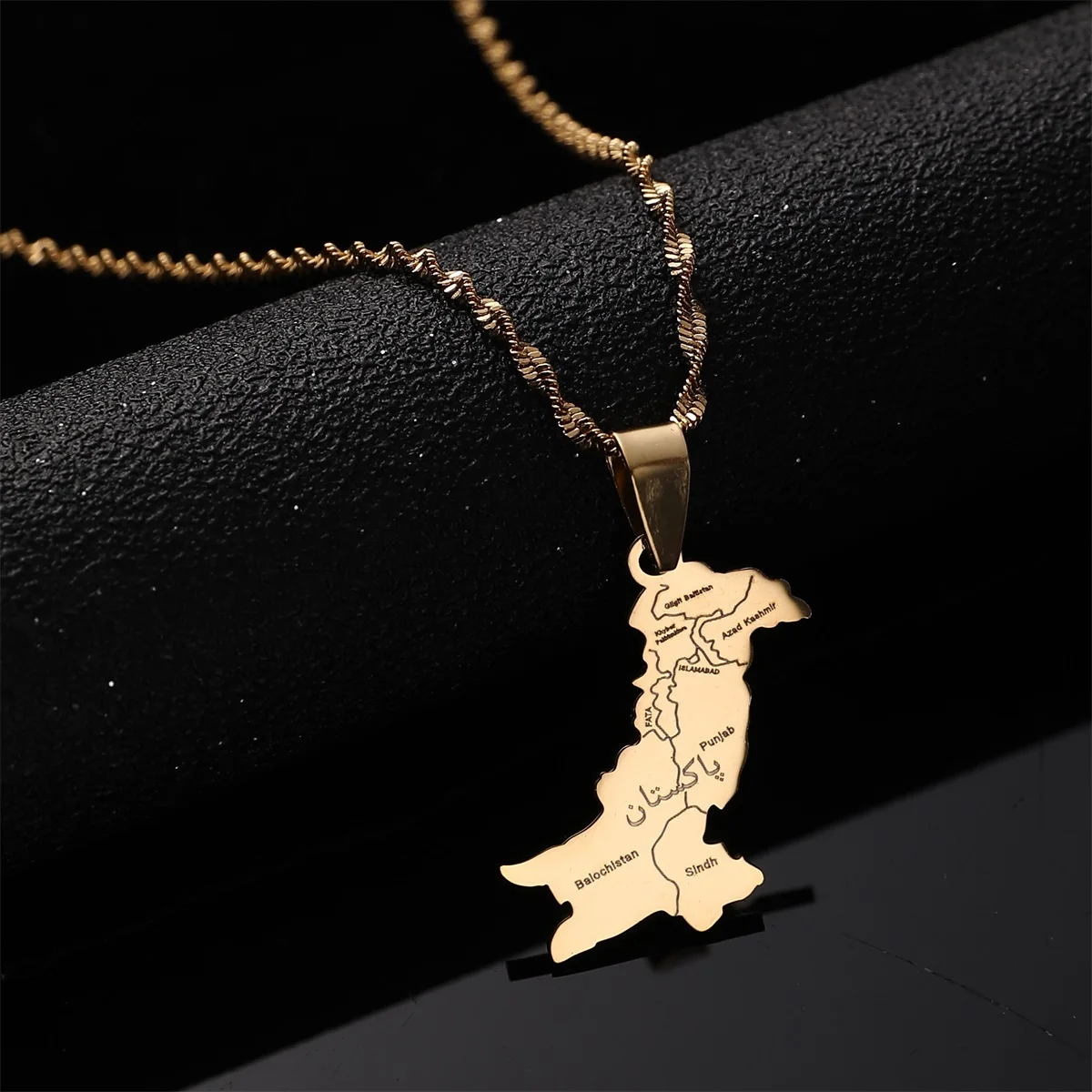 Gold Plated Pakistan Map With Urdu Pendant Necklaces Pakistani Ethnic Jewelry