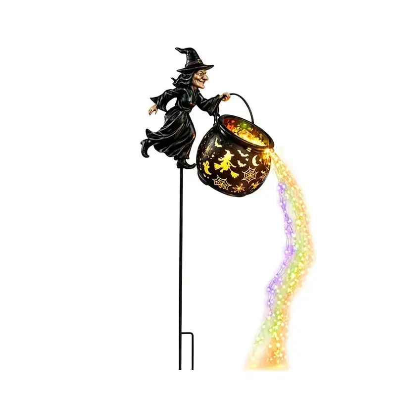 Halloween Witch Cauldron Garden Light - Outdoor Garden Hanging Light For Patios, Lawns, Walkways, And Porch Displays