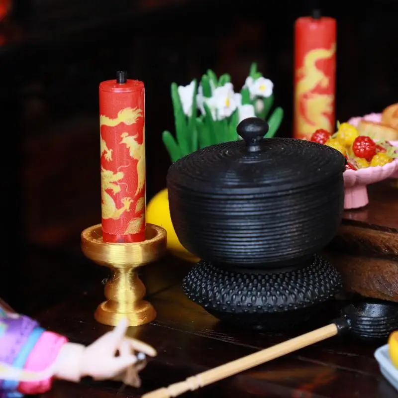 1 คู่อุปกรณ์เสริมตุ๊กตาเล่นบ้านฉากจำลอง 1:12 สเกล ตุ๊กตาบ้านตุ๊กตาเชิงเทียนมินิ ดราก้อน ฟีนิกซ์เชิงเทียนของเล่นเด็ก