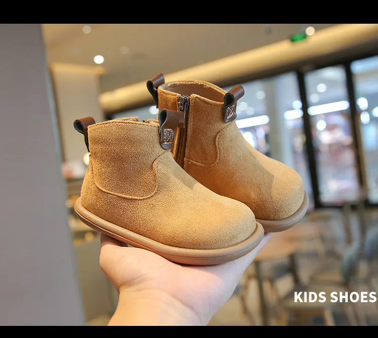 Herbst-Winter Baby Jungen Mädchen Stiefel Oxford Wildleder Kinder Freizeitschuhe Outdoor Rutschfeste Babyschuhe Plüsch Kinder Knöchelstiefel – Detail 17