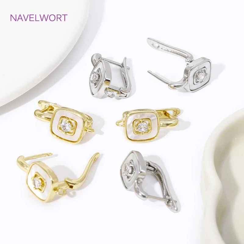 DIY Kreative Verschluss Earwire 18K Gold Überzogene Zirkon Ohrring Haken Verschlüsse Natur Shell Ohrring Verschlüsse Zubehör Großhandel – Detail 25