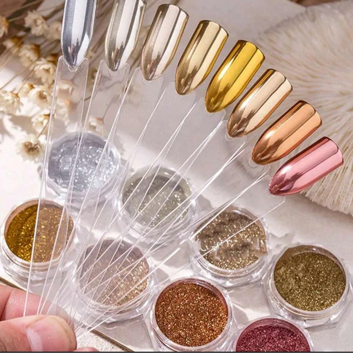 5/8pcs Magic Mirror Sparkling Powder Set Autumn Winter Dark Metallic Paint Nail Art Decoration DIY Nail Charm Products during