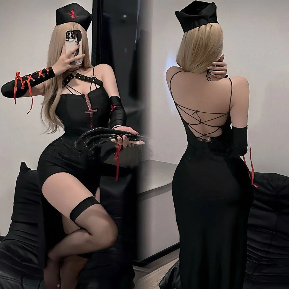 Cute Nurse Hot Cosplay Uniform Dress Deep V Lace Underwear Open Bra Fantasy Miniskirt See Through Babydoll Lingerie For Women 2