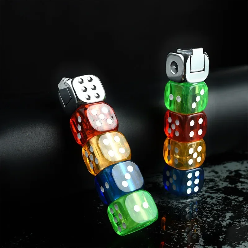 Flash Dice Lighter Metal Creative Cool Lighter Butane Windproof Lighter Cigarette Accessories Party Men Gifts