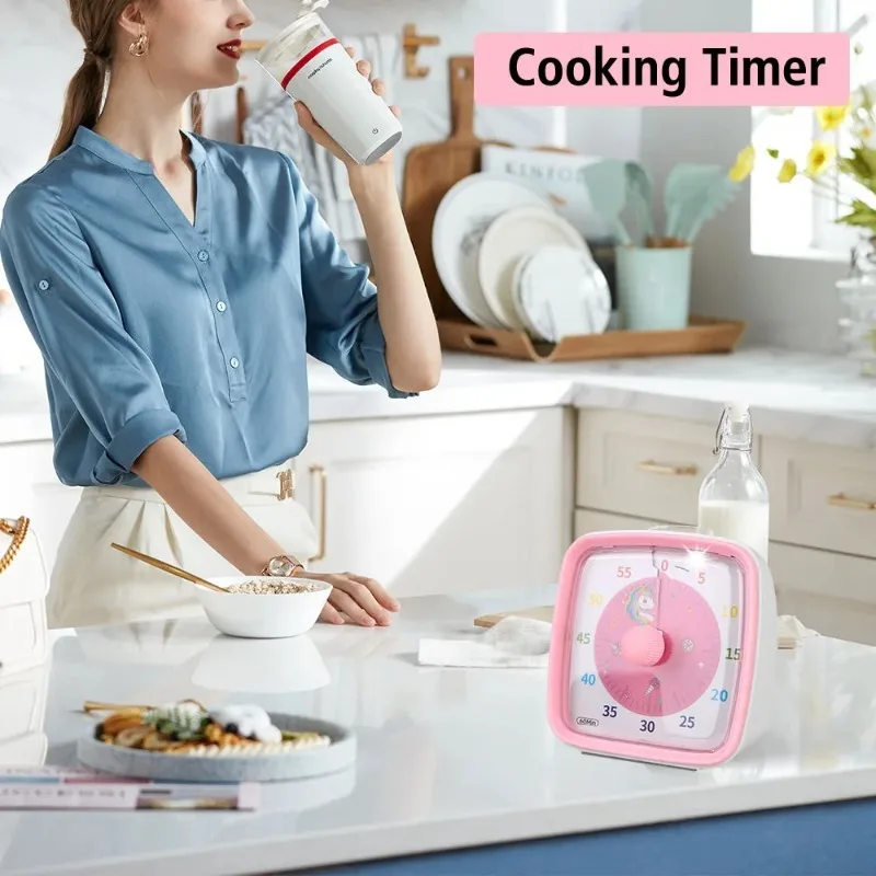 أطفال الأطفال تذكير أداة إدارة الوقت مؤقت بصري ضوء الليل الترا صامت ساعة تنبيه 60 دقيقة مؤقت تنازلي رقمي #5