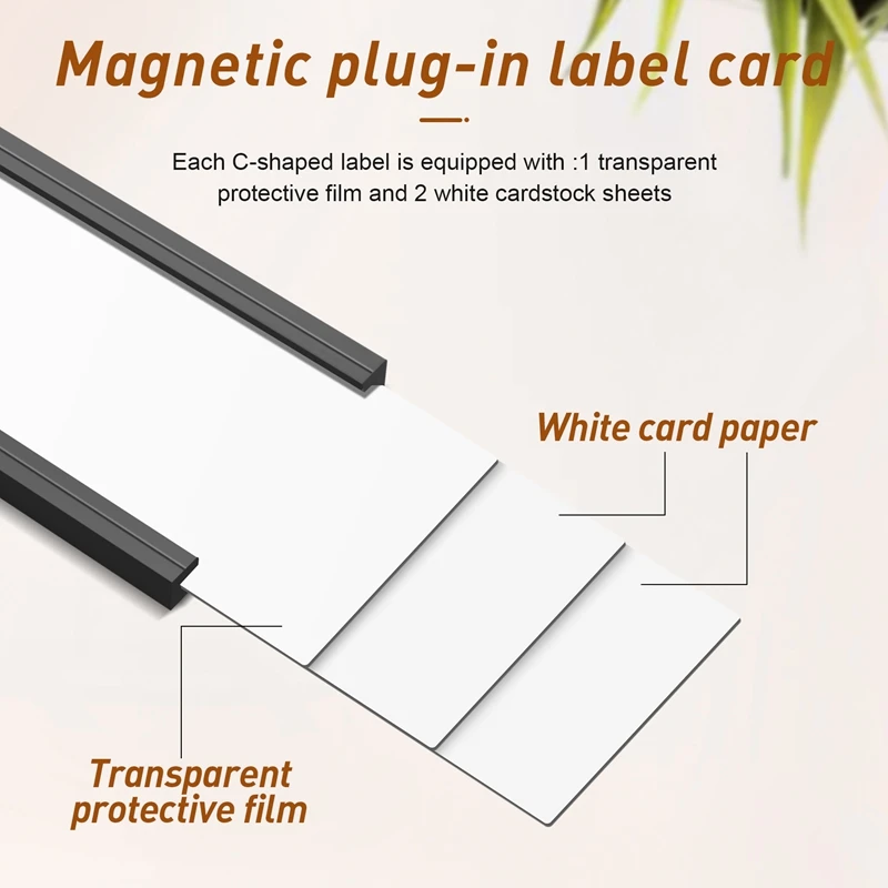 30 buah pemegang Label magnetik dengan tempat kartu Data magnetik dengan pelindung plastik bening untuk rak logam (1X3 inci)