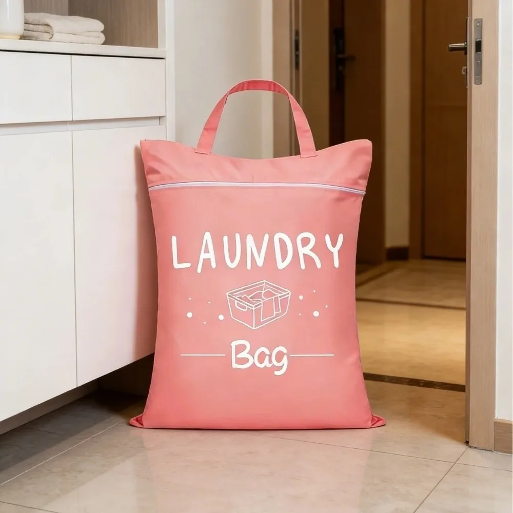 Solid Color Travel Clothing Storage Bag Large Capacity Zipper Laundry Bag Oxford Cloth with Handle Clothes Storage Organizer