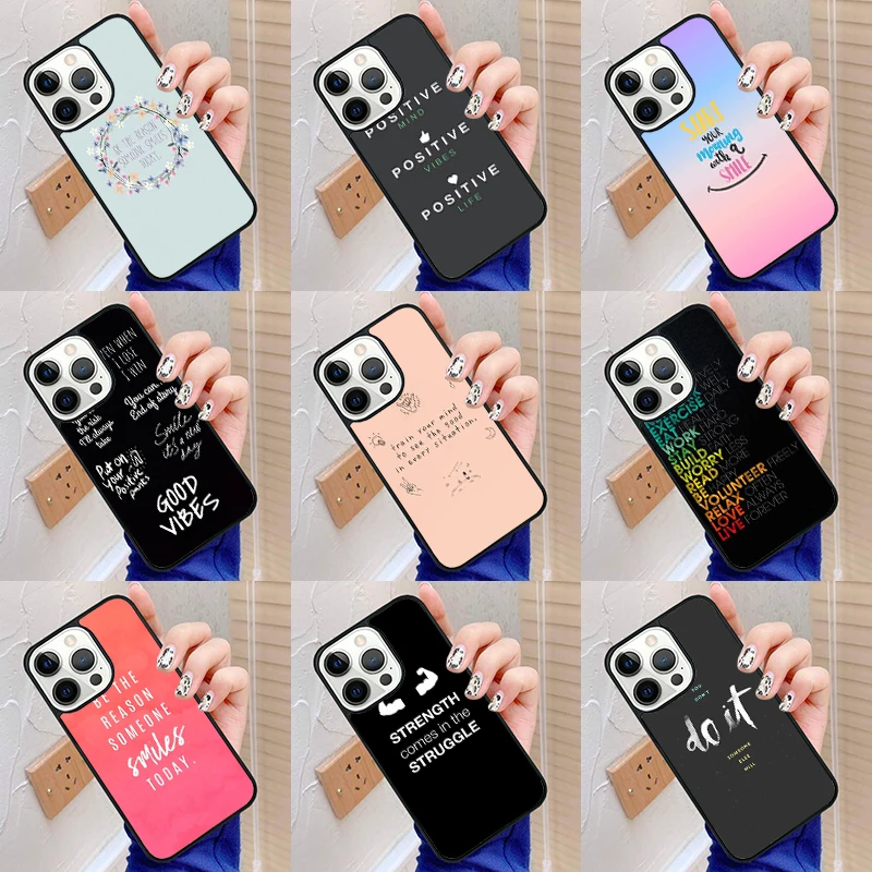 Positive Good Vibe Quote Phone Case Cover For iPhone 16 15 SE2020 6 6s 7 8 plus 11 12 mini 13 14 pro max shell coque