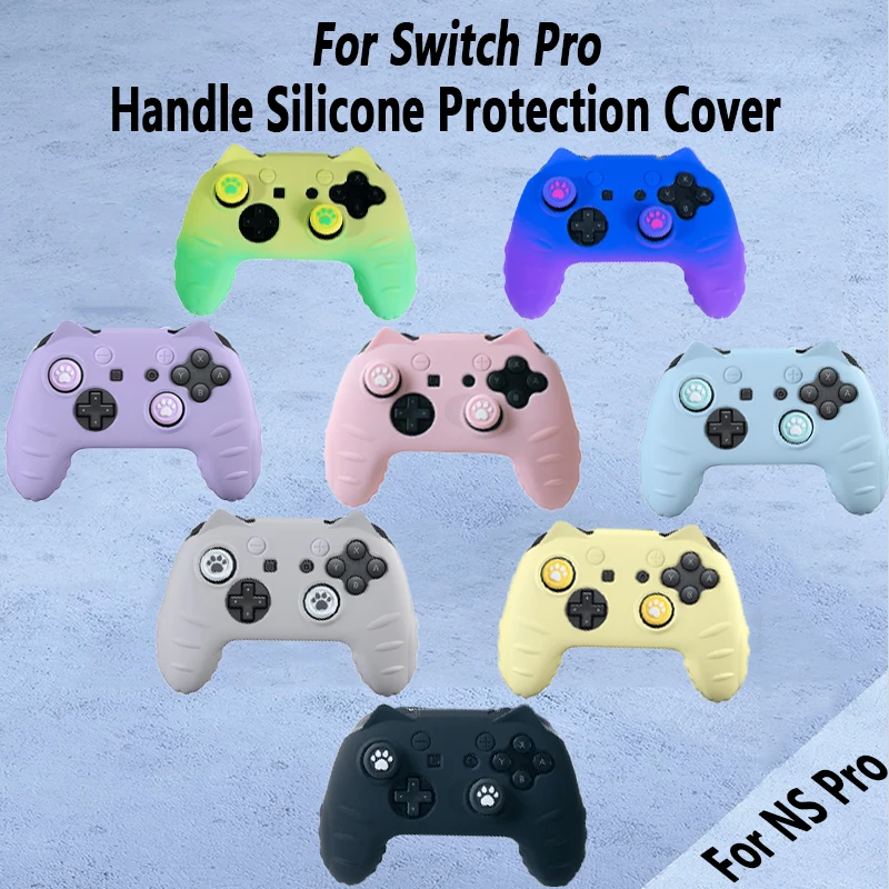 

For Nintendo Switch Pro Handle Silicone Protective Cover Soft Cute Rocker Hat Gamepad Sticker NSGame Controller Case Accessories