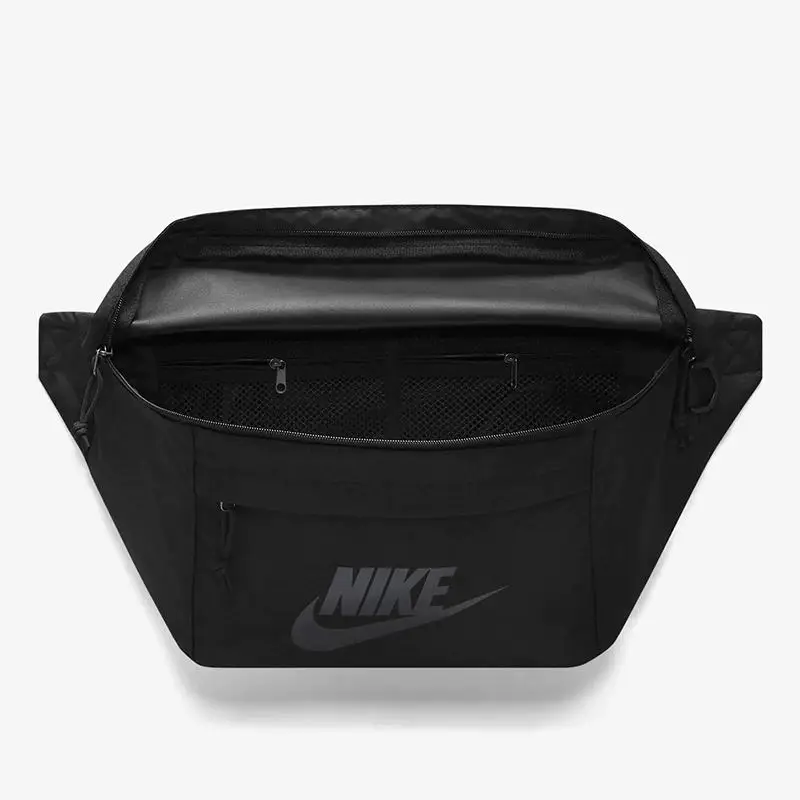 Nike Big Logo Classic Zippered Polyester Fiber Messenger Bag Shoulder Bag Crossbody Bag Regular Pure Black BA5751-072