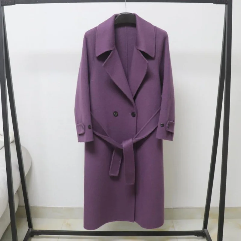 

Women's Autumn Winter Double Breasted Long Sleeve Wool Blazer Coat Lady Elegant Streetwear Long Loose Wool Outwear