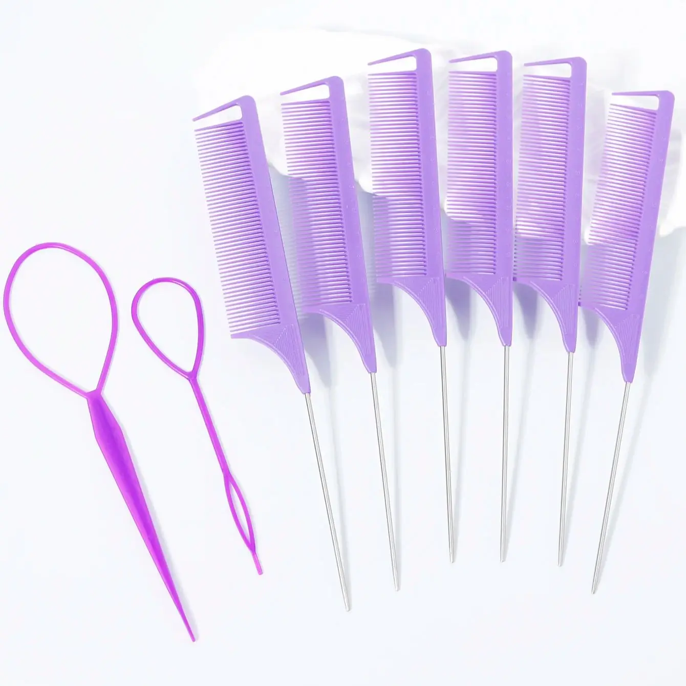 スケール付き尖った尾ヘアコームプラスチックヘアループヘア三つ編みポニーテールブラシヘアスタイリングツールヘアコーム用ヘアアクセサリー