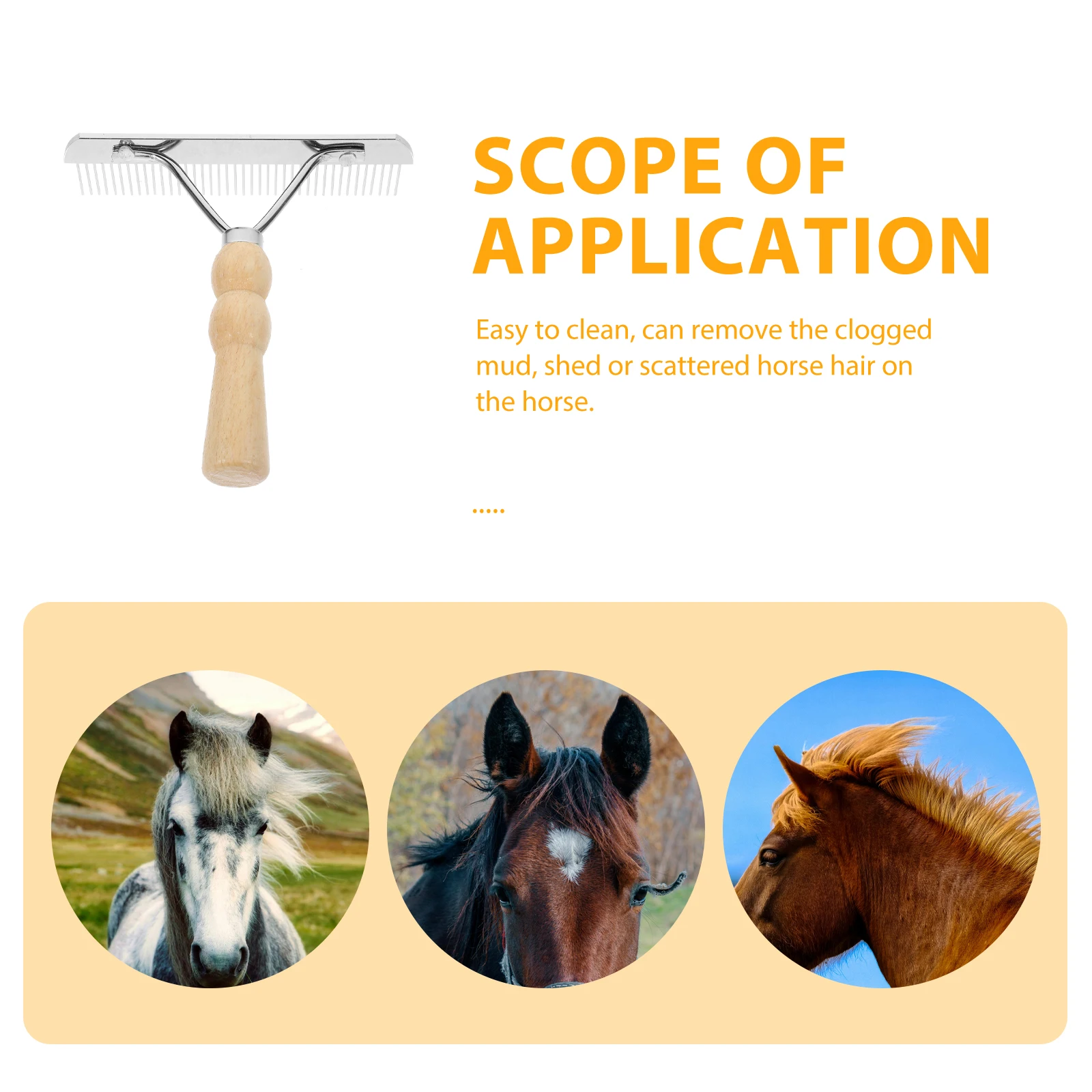 

1Pc Wooden Handle Ergonomic NonSlip Pet Horse Hairbrush Durable Grooming Supplies Cleaning Accessory