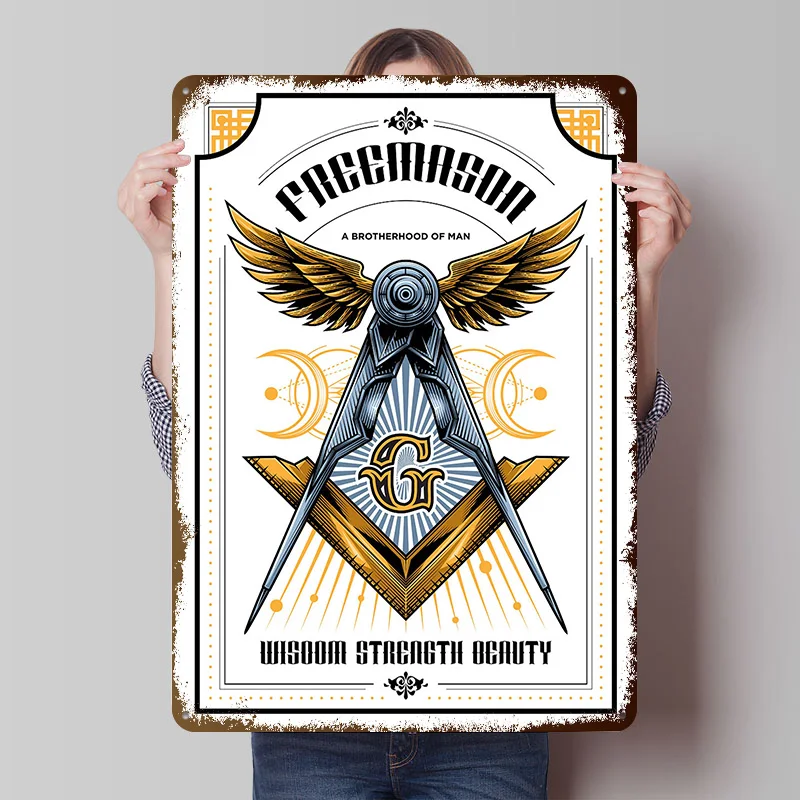 Freemason Printed Poster Customized Retro Wall Art Vintage Metal Tin Signs for Bedroom Decoration Gaming Home Decorations House