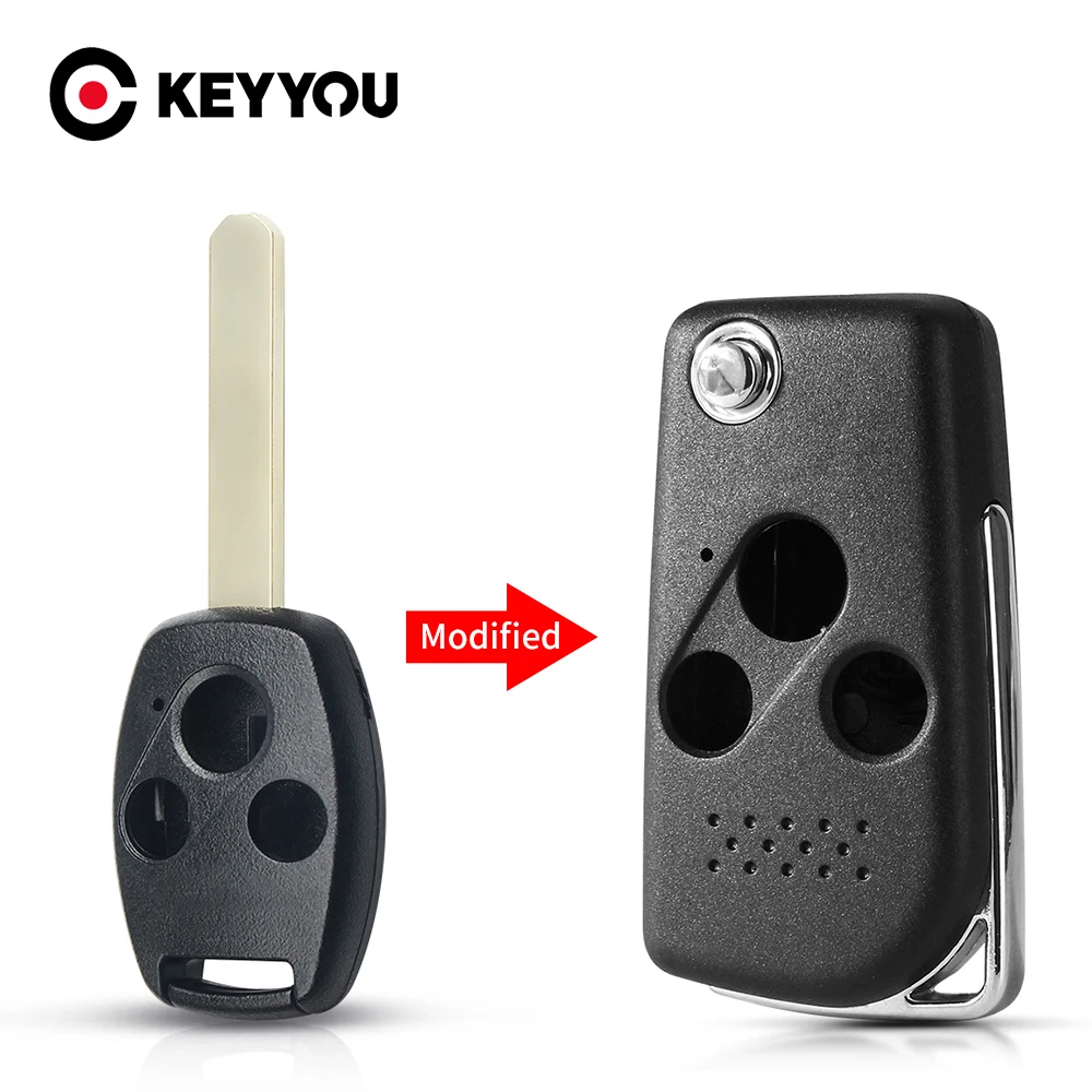 Modified 2/3 Buttons Flip Folding Remote Car Key Shell Key Case For Honda Accord CRV Pilot Civic 2003 2004 2005 2006 2007