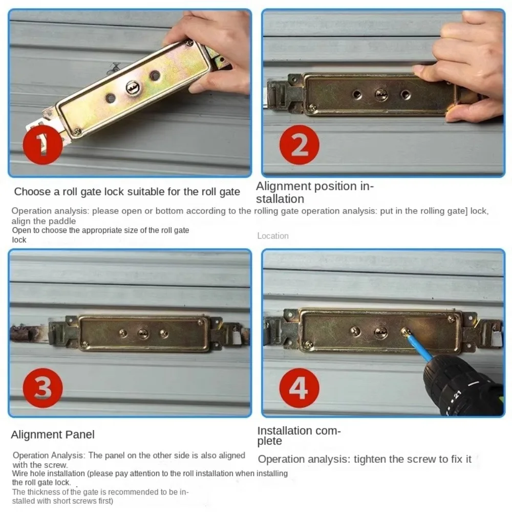 New Alloy Roller Shutter Door Lock with Key Middle Bottom Roll Gate Lock Cross Shaped Hardware Anti-theft Locks Garage