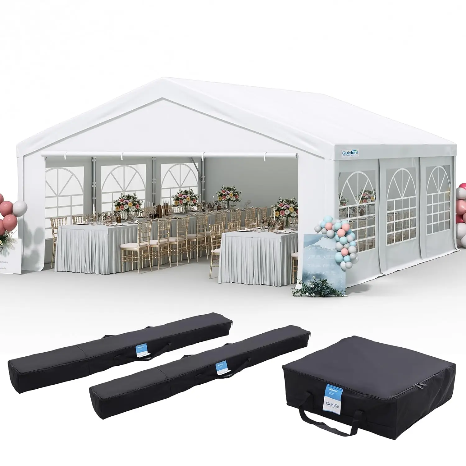 

20x20 Heavy Duty Party Tent Waterproof Removable Sidewalls Windows Outdoor Wedding Canopy Carport BBQ, Custom