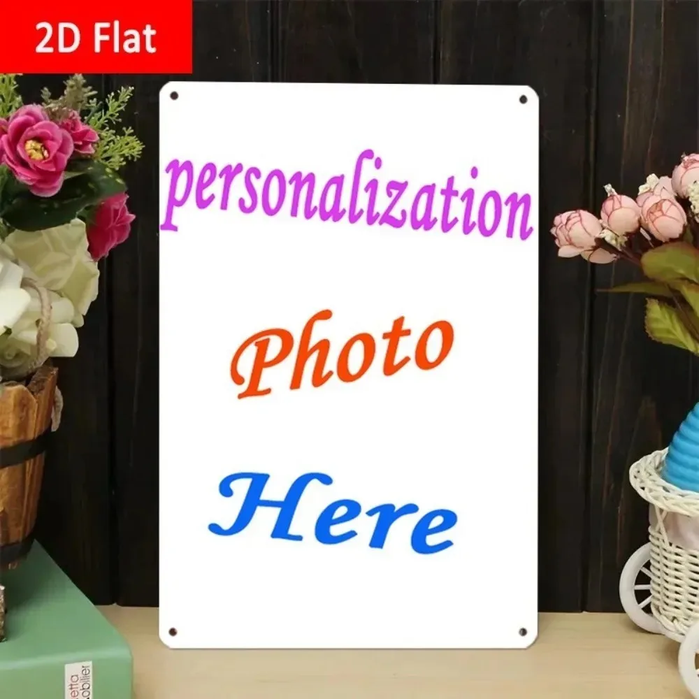 1pc 8×12Inch 2D Flat Custom Tin Plaque Photo Pre-drilled Anniversary Wall Decor Gift