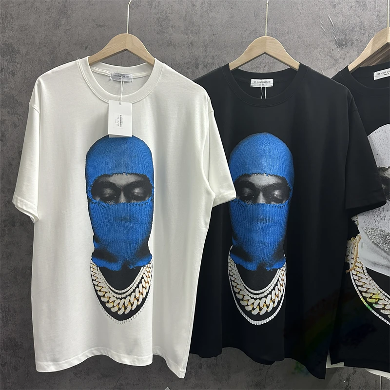 IH NOM UH NIT Blue Masker Man Print T Shirt Women Men Loose Cotton Clothing Streetwear Oversize Casual Top Tees