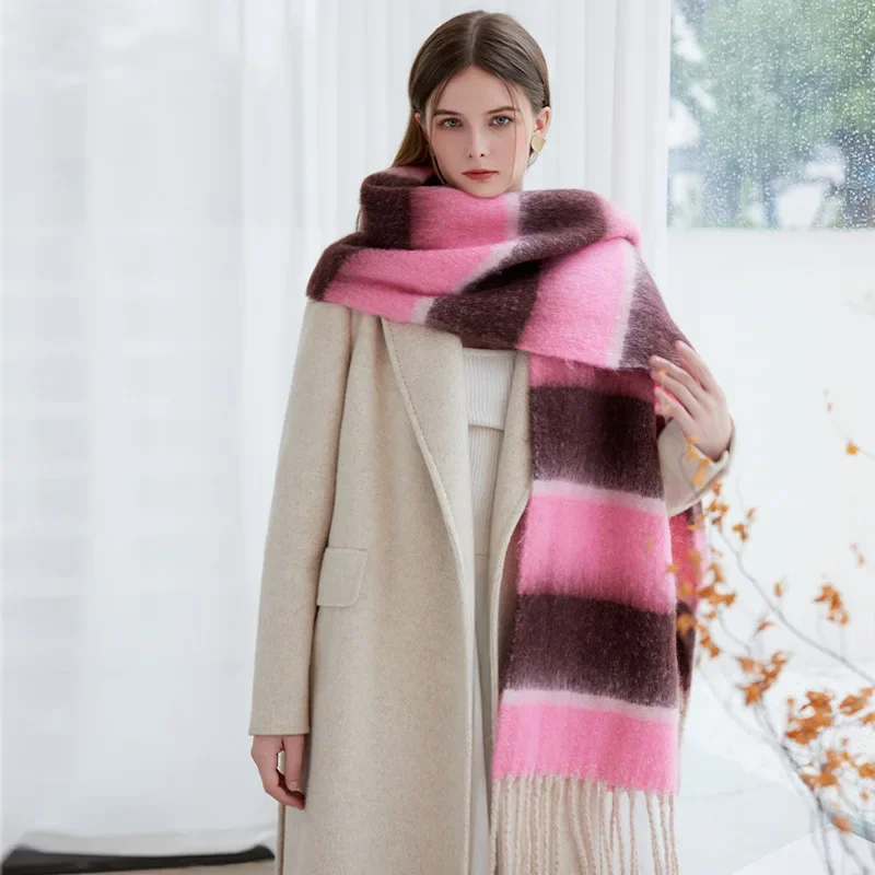 2024 Scarf Women Warm Thickened Outer Shawl Striped Plaid Simple Scarf Fall And Winter Designs