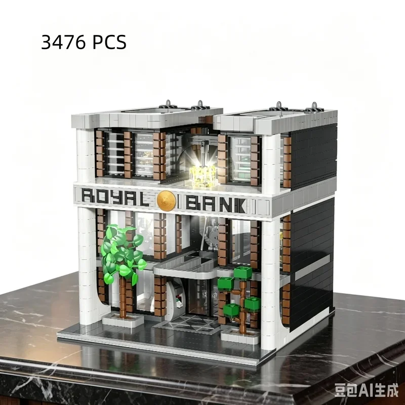 66239 City Street View Bank Building Blocks Model Architecture Assembly Bricks Educational Toy For Adults  Desktop Christmas gif