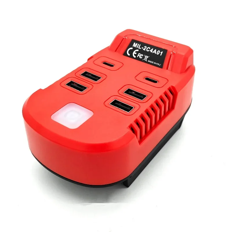 Portable Battery Inverter USB Charger with Type-C Input and Output Fast Charging for Milwaukee 18V Lithium Batteries for Camping