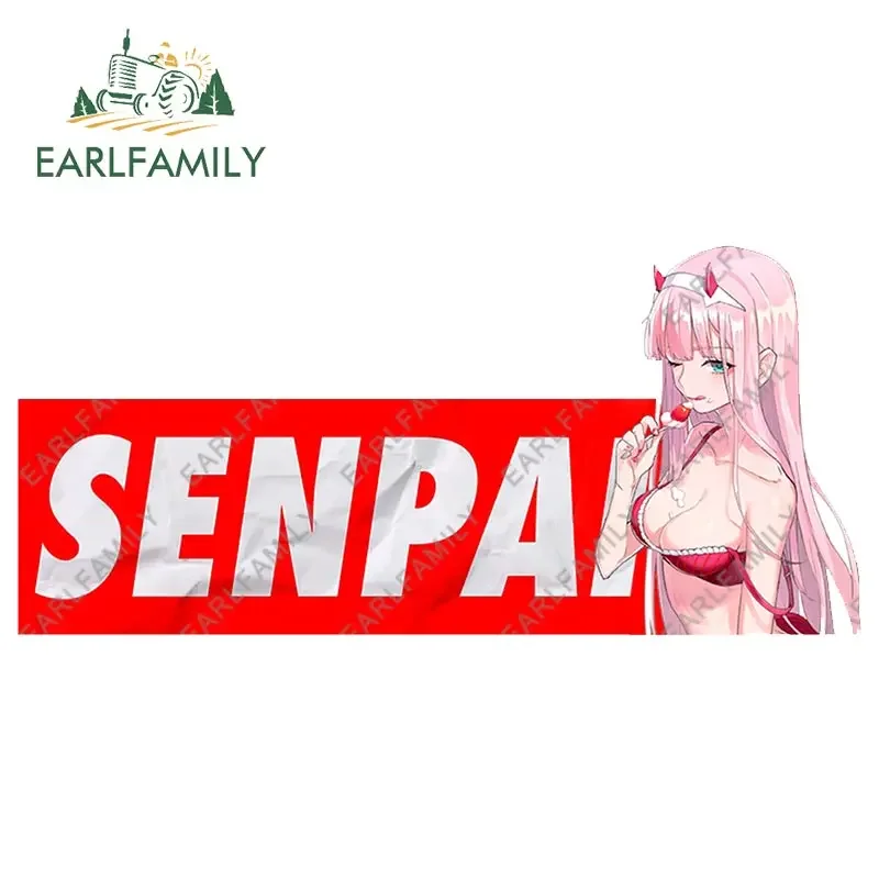 

EARLFAMILY 13cm x 6cm for Senpai Zero Two Car Stickers Anime Decal Motorcycle Funny Windshield Vinyl Car Wrap Trunk Fine Decals