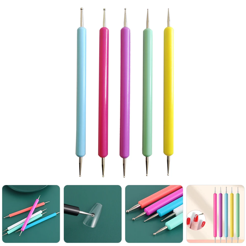 5 個ネイルアートドットツールパターントレーススタイラス描画ペンマニキュアペイントツールネイルデコレーションエンボスドットツール