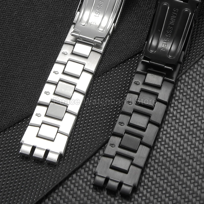 ل سواتش 19 مللي متر الفضة منتصف محدب تصميم الفولاذ المقاوم للصدأ حزام الساعات صلابة عالية مشبك خاص مقعر محدب واجهة دائم