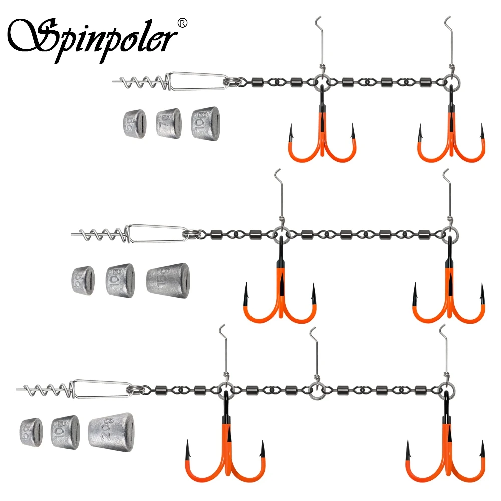 Spinpoler Flame Stinger Rig с УФ-окрашенными крючками, вращающимися вертлюжками, щукой, окунем, форелью, приманкой с весом 5 г, 7 г, 10 г, 15 г, 20 г