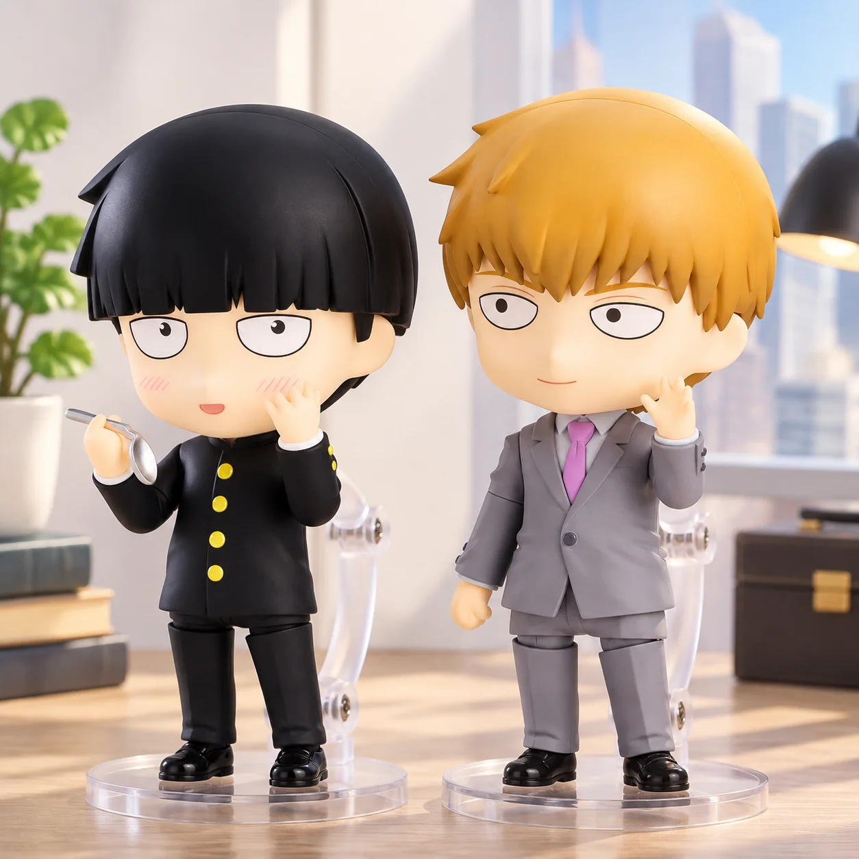 Mob Psycho 100 Shigeo Kageyama#1913 Reigen Arataka#1922 Anime Action Figure Kawaii Chibi Pvc Model Collectible Desktop Toy Gift