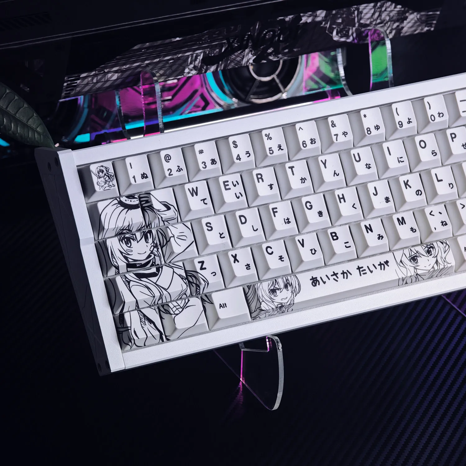 Taiga Aisaka Anime Keycaps PBT Dye Sublimation Cherry Japanese for Mechanical Keyboard Game AULA F75 Ajazz Anne Pro 2 GK61
