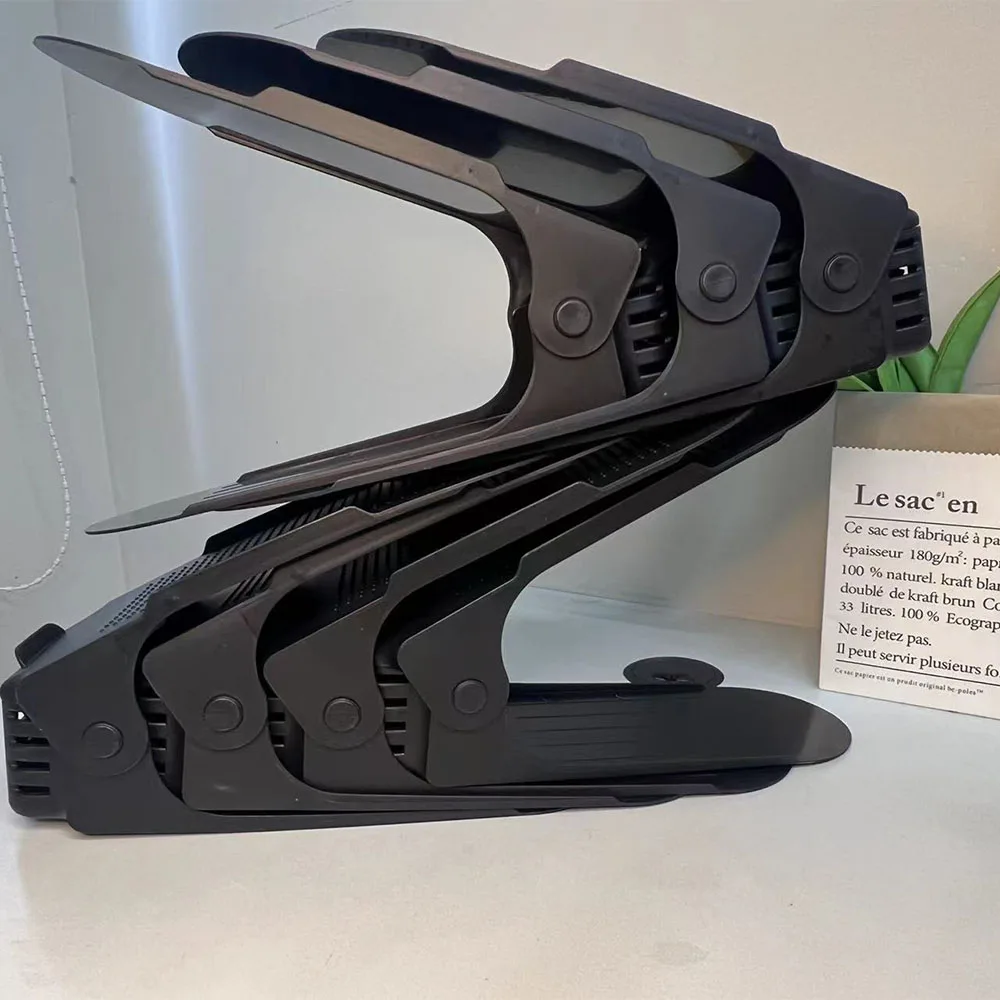 7/100 stuks modern schoenenrek schoenenopbergrek dubbellaags geïntegreerd verstelbaar plastic schoenenrek voor thuis woonkamer - afbeelding 1