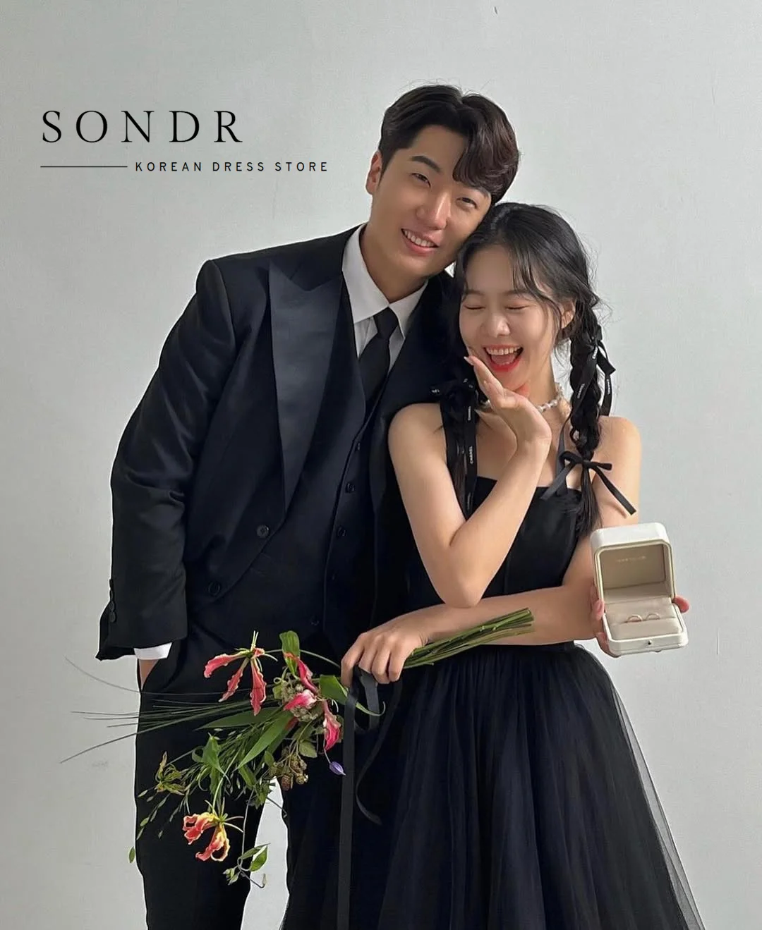 Sondr Customized Black Korean Wedding Snap Dresses Strapless Floor-Length Corset Back Tulle Bride Gowns Long
