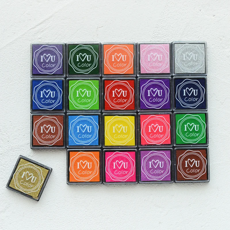 20 pçs/lote 20 cores diy scrapbooking ofícios do vintage almofada de tinta colorida carimbos decoração selo