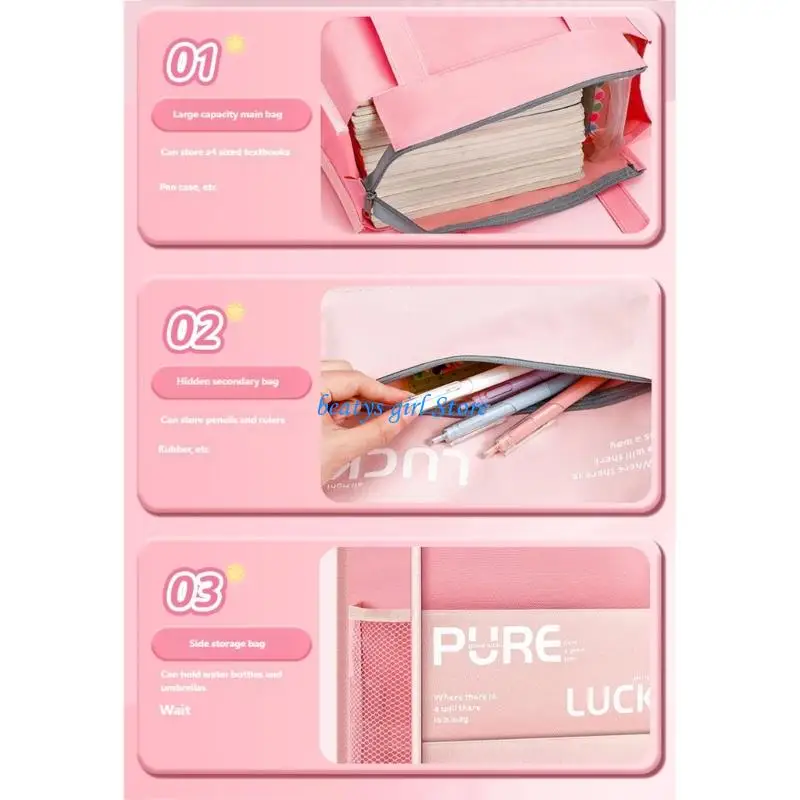 C7AB منظم مستندات محمول من القماش القماشي حقيبة حمل للمدرسة والمكتب