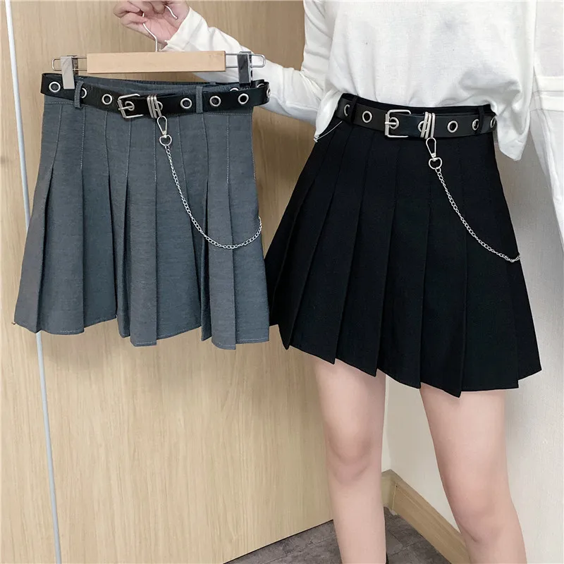 Sommer Frauen Eisenring aushöhlen hohe Taille Rock dunkle gotische Miniröcke sexy Gothic Kleidung schwarz coole Mädchen Streetwear