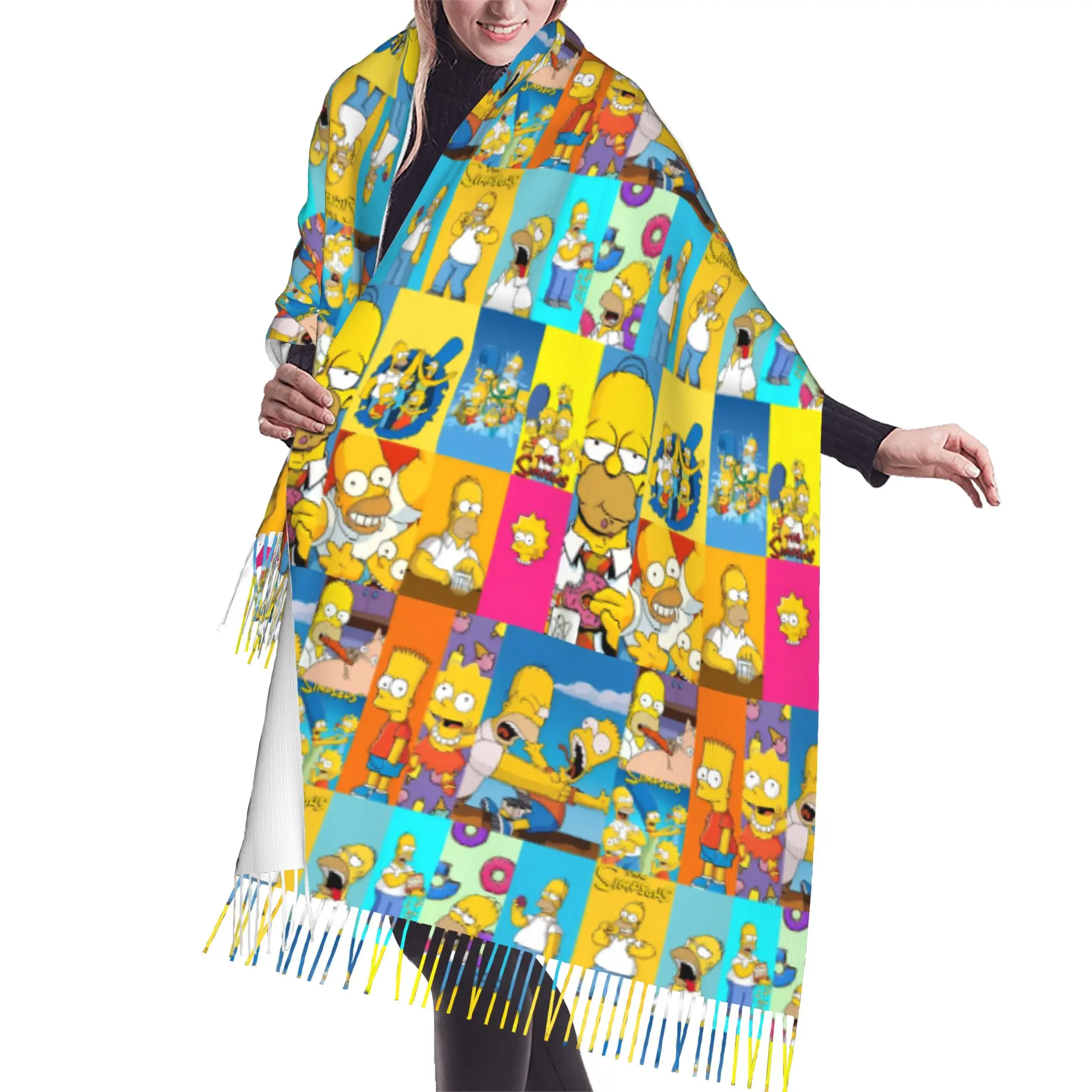 Custom Printed S-Simpsonsed Anime Scarf  Men Women Winter Fall Warm Scarves Homer Cartoon Shawls Wraps