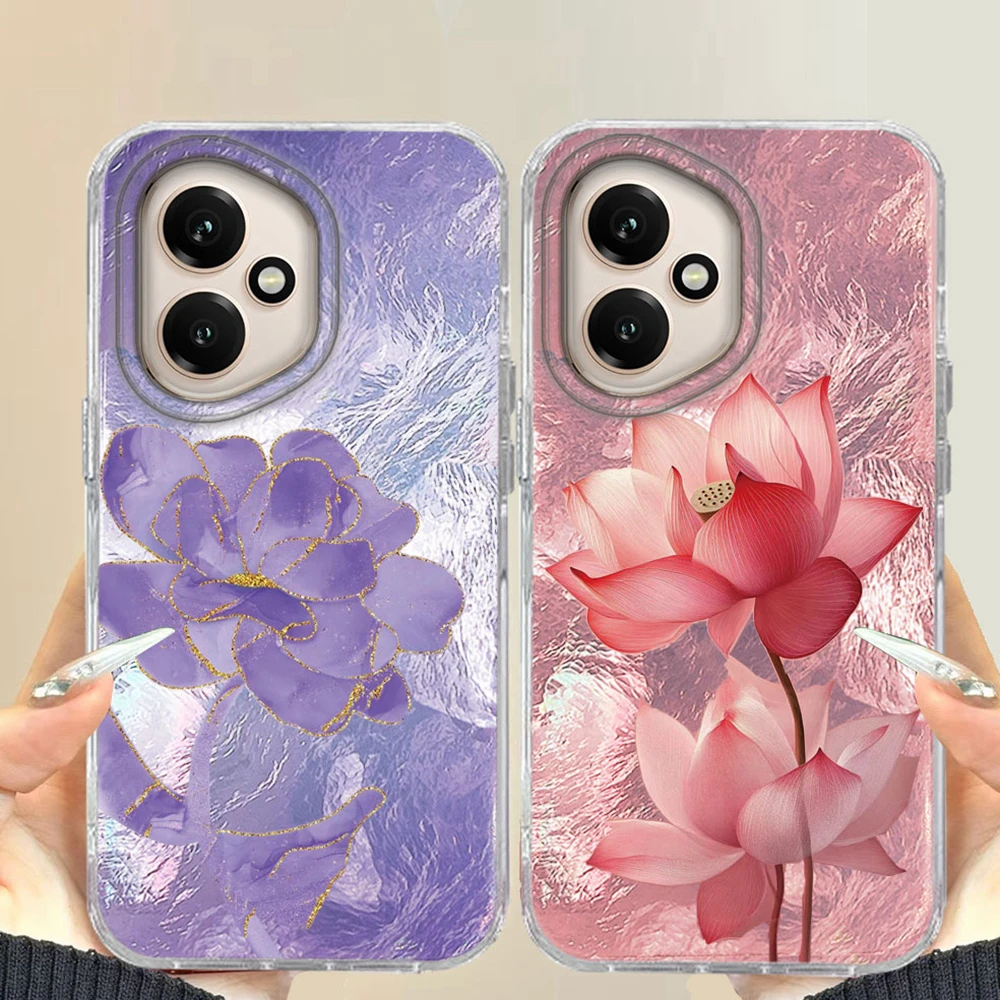 Luxury INS Lotus Flower Phone Case For Honor 400 200 90 Smart Pro Magic7 6 5 70 Lite X9a X9c X9b X8a X8b X8c X6c X7b X7c Cover