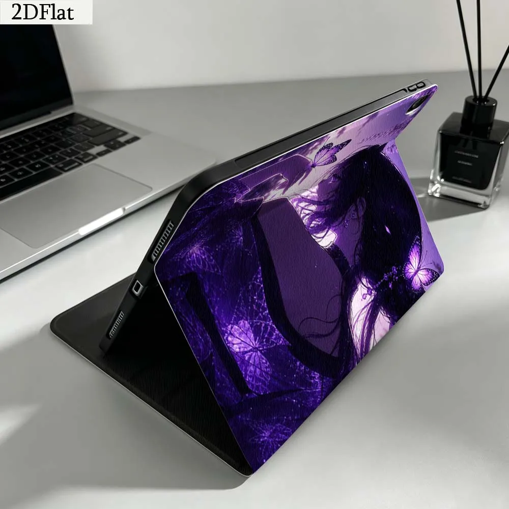 Cartoon Purple Butterfly Girl Gift For iPad Pro mini Air A16 A14 6 5 4 6th 7 7th 11th 9Gen 13 M5 11 A17 Pro M4 Inch Tablet Case